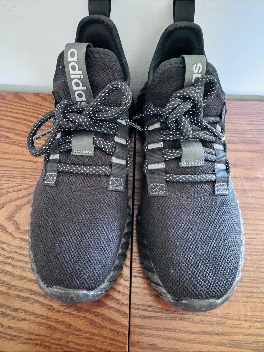 adidas Black Knit Lace-Up Sneakers with Reflective Accents